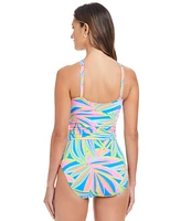 Bleu by Rod Beattie Women's On The Bright Side Printed High Neck One-Piece Swimsuit