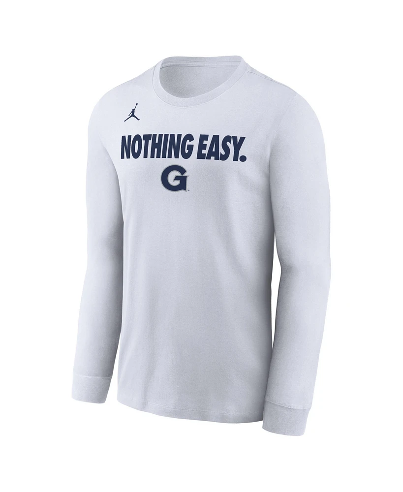 Men's White Georgetown Hoyas 2025 On-Court Bench Long Sleeve T-Shirt