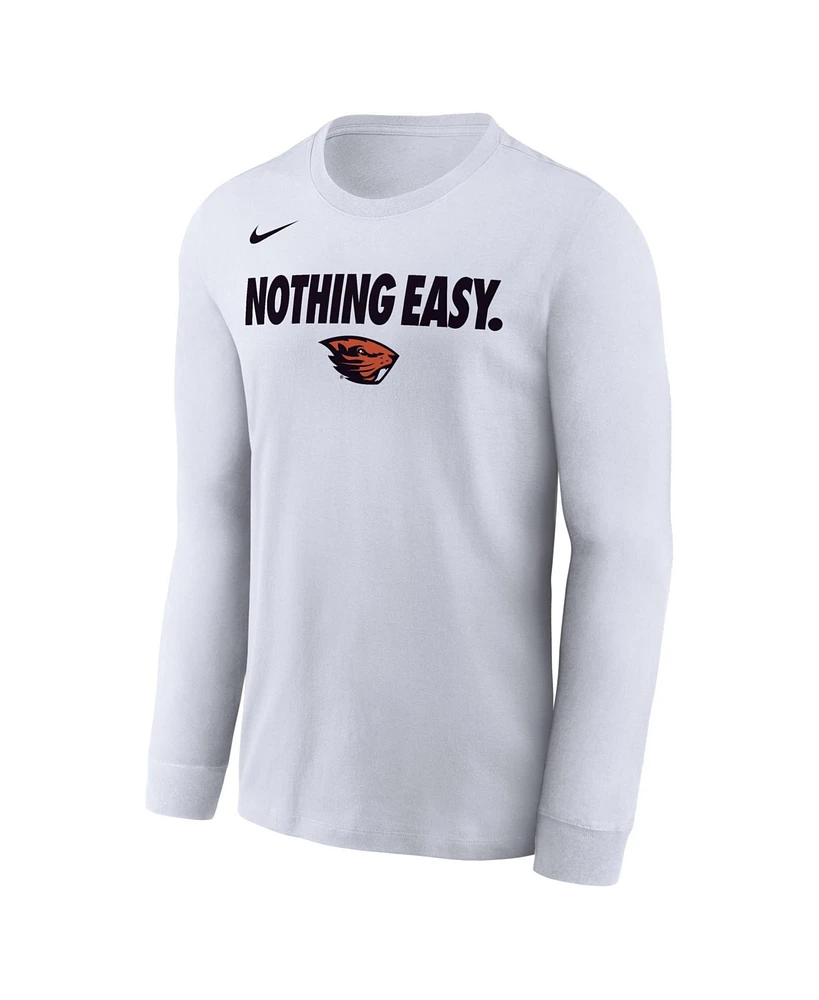 Nike Men's White Oregon State Beavers 2025 On-Court Bench Long Sleeve T-Shirt