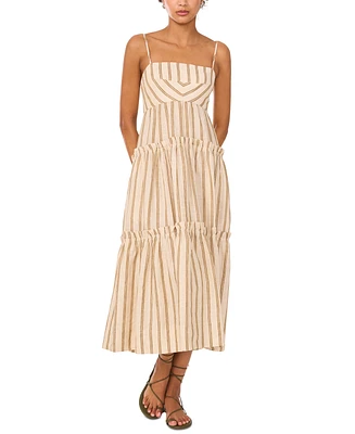 1.state Women's Square-Neck Tiered Maxi Dress