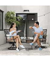 Patio Swivel Chair 4 Pcs Outdoor Bistro Dining Chair Blossom Pattern Backrest