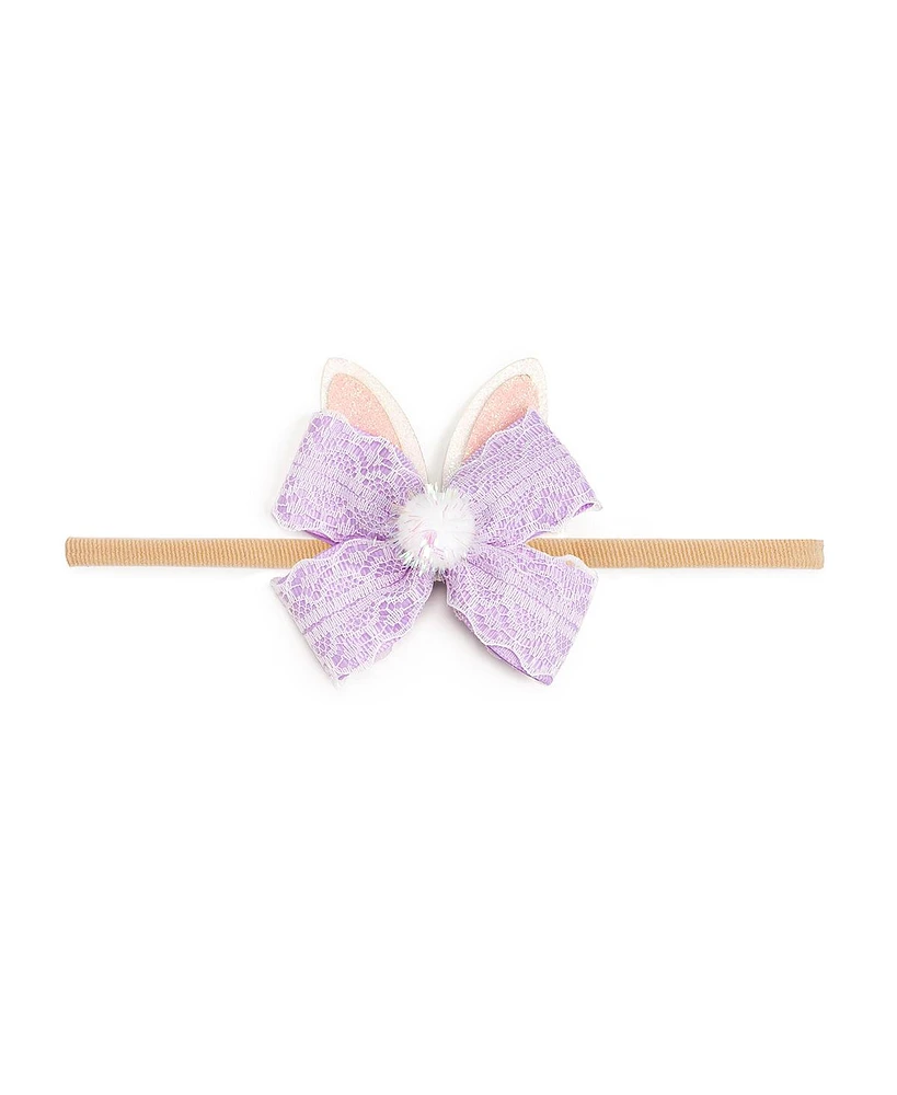 Sweet Wink Baby Girl's Lavender Lace Easter Bunny Bow Baby Headband