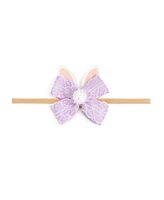 Sweet Wink Baby Girl's Lavender Lace Easter Bunny Bow Baby Headband