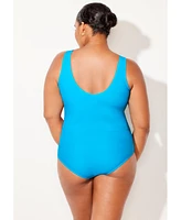 Swimsuits for All Plus Chlorine Resistant High Neck One Piece Swimsuit