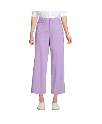 Lands' End Women's High Rise Patch Pocket Wide Leg Chino Crop Pants