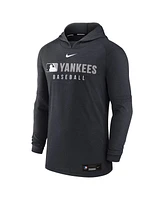 Nike Men's Heather Black New York Yankees Authentic Collection Tri-Blend Performance Pullover Hoodie