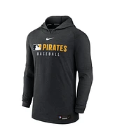 Nike Men's Heather Black Pittsburgh Pirates Authentic Collection Tri-Blend Performance Pullover Hoodie