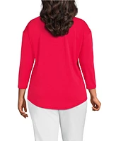 Lands' End Plus 3/4 Sleeve Lightweight Jersey Tunic