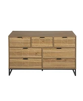 Mondawe Modern 7 Drawer Dresser Wood Cabinet (Walnut)