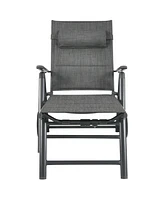 2PCS Patio Reclining Chaise Lounge Padded Chair Aluminum Adjust Pillow