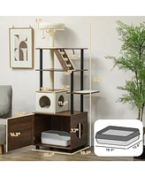PawHut 68.5" 2 in 1 Cat Tree with Litter Box Enclosure,