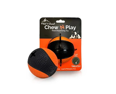 Pilot & Scout Chew N Play Treat Dispensing Dog Toy, Interactive and Durable Puzzle Feeder for Pets