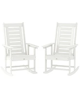 Outsunny 2 Outdoor Rocking Chairs, Hdpe High Back Patio Rockers