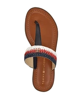 Tommy Hilfiger Women's Gojia Braided T-Strap Slip-On Flat Sandals