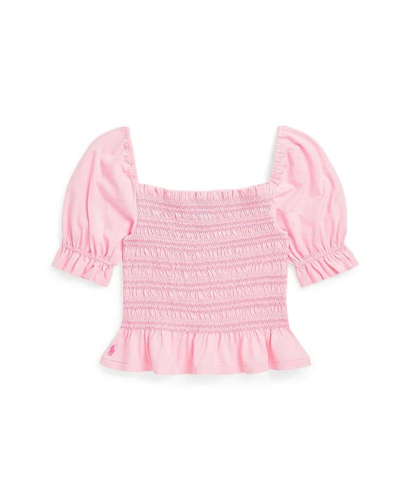 Polo Ralph Lauren Big Girls Smocked Jersey Peplum Top