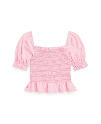 Polo Ralph Lauren Big Girls Smocked Jersey Peplum Top