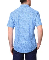 Tailorbyrd Men's Modal Short Sleeve Shirt with Tropical Tonal Print