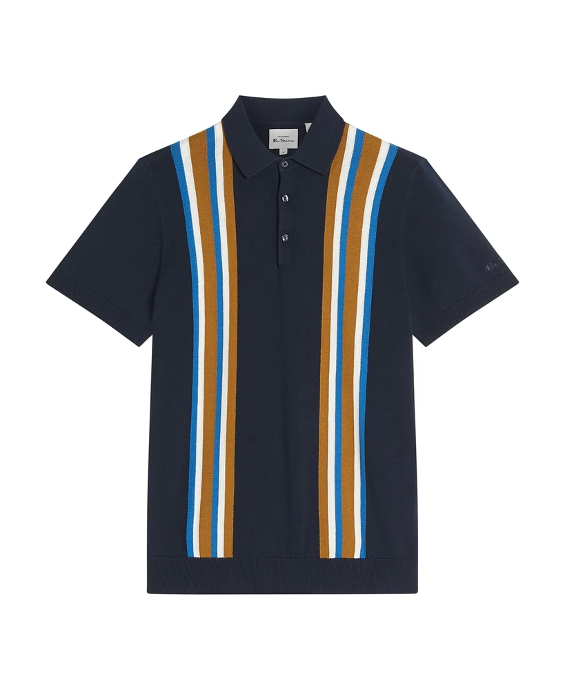 Ben Sherman Men's Vertical Stripe Short Sleeve Polo Shirt