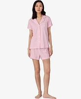 Lauren Ralph Women's Short Sleeve Notch Collar Pajama Set