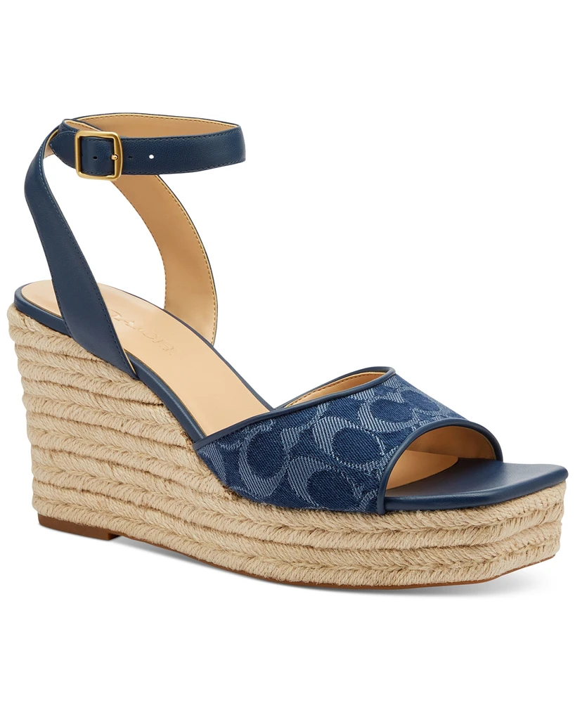 Coach Women's Suede Espadrille Wedge Sandals