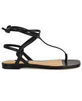 Nine West Women's Norta T-Strap Tie-Up Flat Sandals