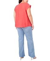 Vince Camuto Plus Split-Neck Short-Sleeve Blouse