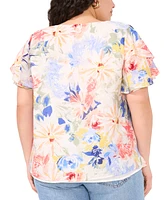 Vince Camuto Plus V-Neck Tulip-Sleeve Blouse