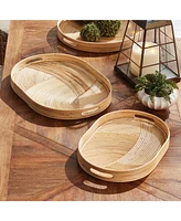 Jelani Cane Oval Decorative Trays Set of 2