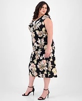 Connected Plus Printed Sleeveless Midi Dress