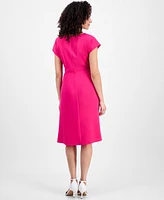 Connected Petite Side-Tie Cap-Sleeve Sheath Dress