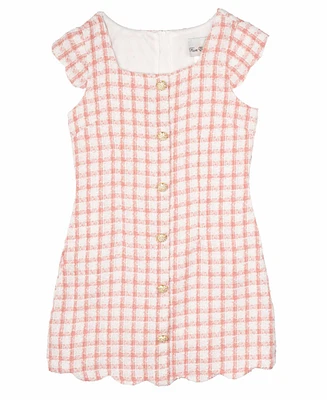 Rare Editions Big Girls Tweed Button Down Dress