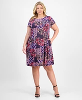 Connected Plus Printed Fit & Flare Dress