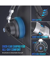 Noise-Canceling Rechargeable Wireless Headset with Ambidextrous Microphone