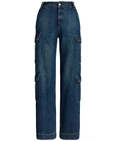Lauren Ralph Women's High-Rise Wide-Leg Cargo Jeans