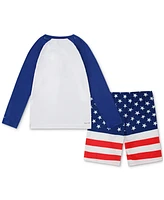 Hurley Little Boys Americana Long-Sleeve Swim Top & Shorts, 2 Piece Set