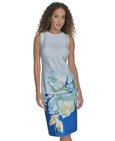 Calvin Klein Women's Floral-Border Sleeveless Sheath Dress