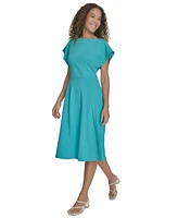 Calvin Klein Petite Flutter-Sleeve Sheath Midi Dress