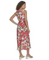 Calvin Klein Women's Floral V-Neck Sleeveless Midi Dress