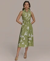 Donna Karan New York Women's Printed Linen-Blend Shirtdress
