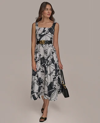 Donna Karan New York Women's Printed Cotton A-Line Dress