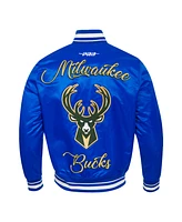 Pro Standard Men's Blue Milwaukee Bucks 2024/25 City Edition Chenille Applique Full-Snap Satin Jacket