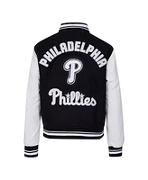 Pro Standard Women's Black Philadelphia Phillies Rib Wool Full-Zip Varsity Jacket