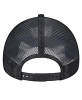 New Era Men's Black/Charcoal Brooklyn Nets Tip Off A-Frame Trucker 9FORTY Adjustable Hat