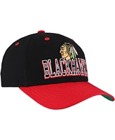 Mitchell & Ness Men's Black/Red Chicago Blackhawks Backside Script Two-Tone Pro Crown Adjustable Hat