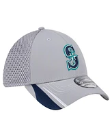 New Era Men's Gray Seattle Mariners Linear 39THIRTY Flex-Fit Hat