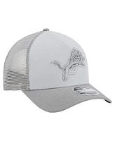 New Era Men's Gray Detroit Lions Domain 9FORTY A-Frame Trucker Adjustable Hat