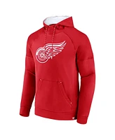 Fanatics Men's Red Detroit Wings Iconic Defender Raglan Pullover Hoodie