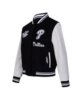 Pro Standard Women's Black Philadelphia Phillies Rib Wool Full-Zip Varsity Jacket