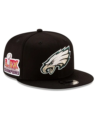 New Era Men's Black Philadelphia Eagles Super Bowl Lix Champions Side Patch 9FIFTY Snapback Hat