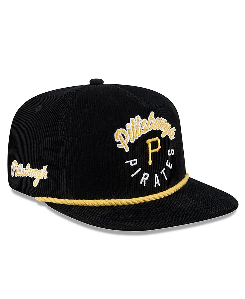 New Era Men's Black Pittsburgh Pirates Full Circle Corduroy Golfer Adjustable Hat